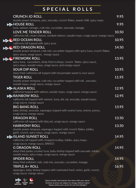 Sushi jo deals menu